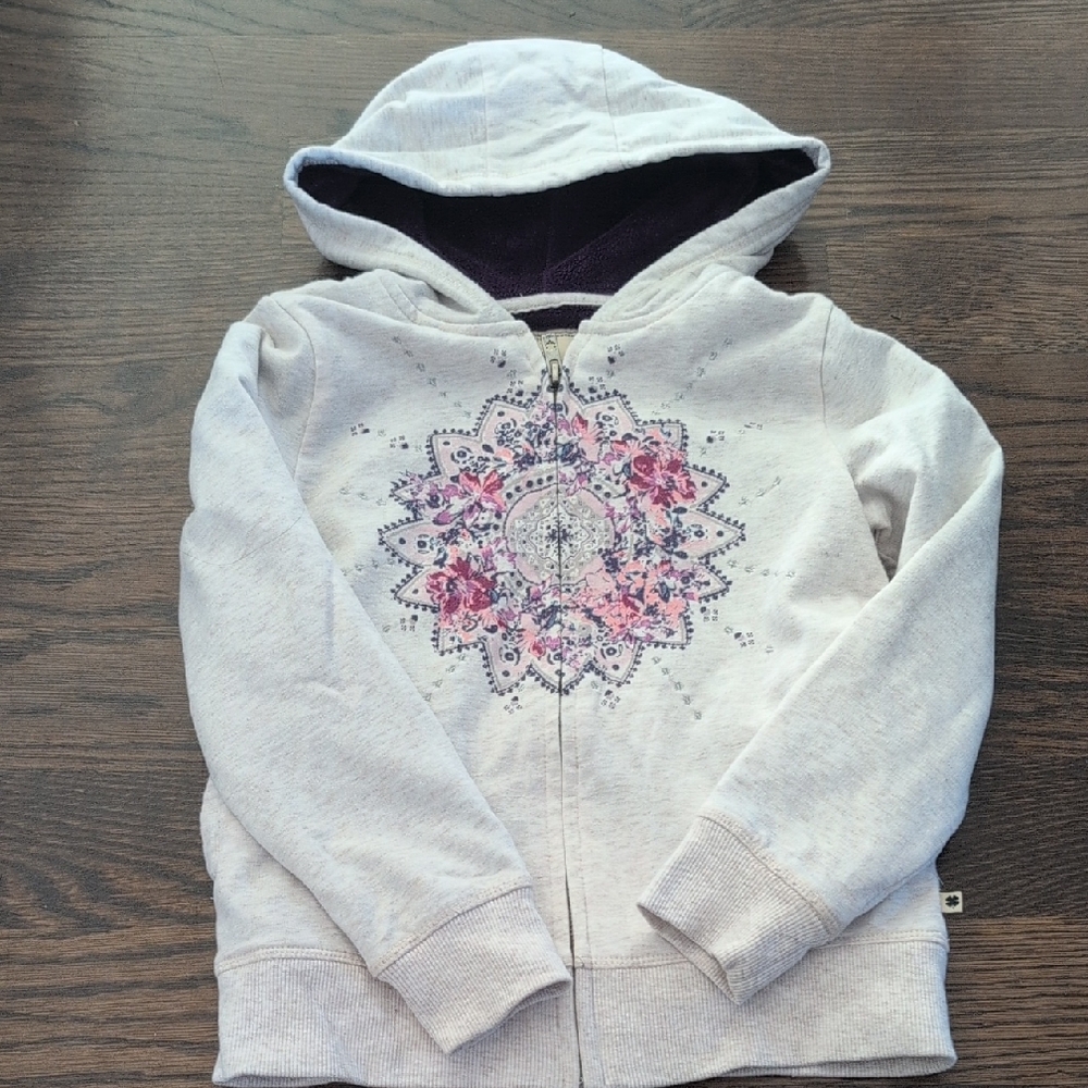 Lucky Brand Kids' Floral Zip-Up Hoodie - Gray and Purple
